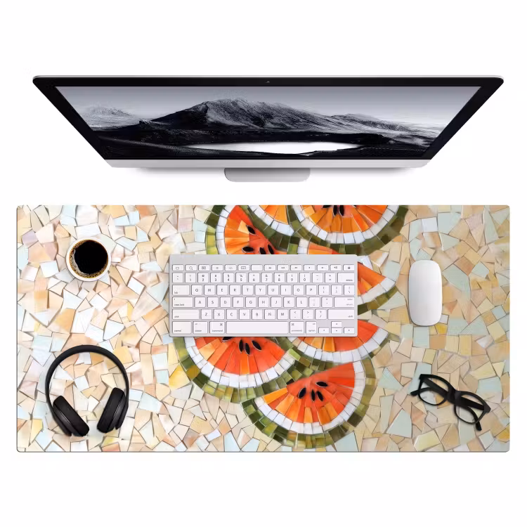 Bureau onderlegger - Mozaïek - Watermeloen - Rood - Pitten — 3