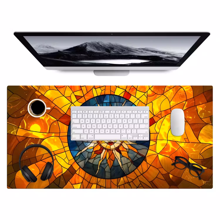 Bureau onderlegger - Mozaïek - Zon - Geel - Cirkel — 3