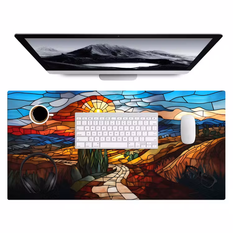 Bureau onderlegger - Mozaïek - Zon - Landschap - Dorp — 3