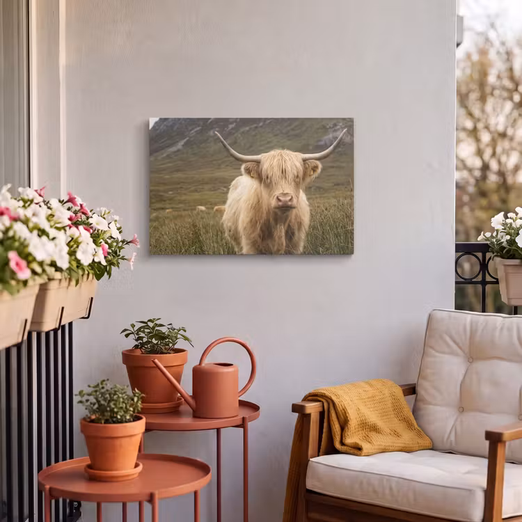 Buiten canvas - Schotse hooglander - Bergen - Grasveld — 4