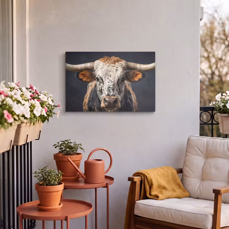 Buiten canvas - Stier - Kleurrijk - Hoorns — 4