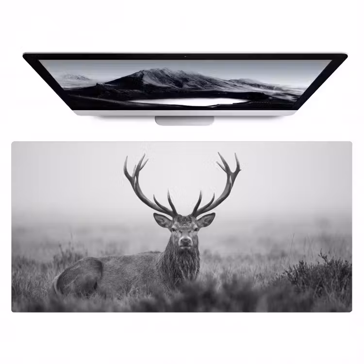 Bureau onderlegger - Hert - Mistig - Zwart - Wit — 1