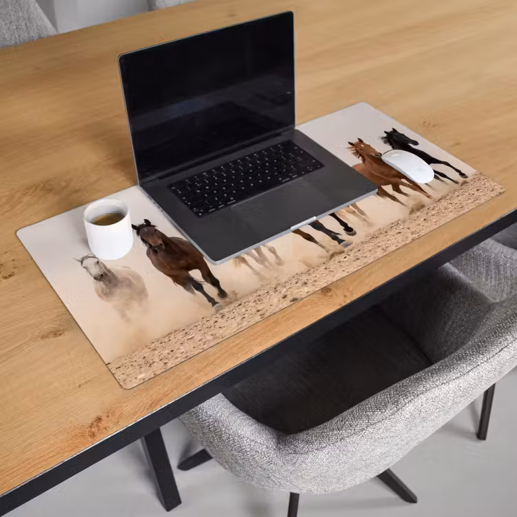 Bureau onderlegger - Kudde paarden - Stofwolk - Bruin - Zwart — 3
