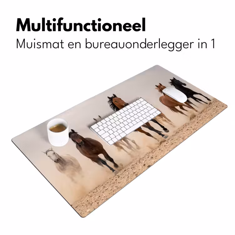 Bureau onderlegger - Kudde paarden - Stofwolk - Bruin - Zwart — 7