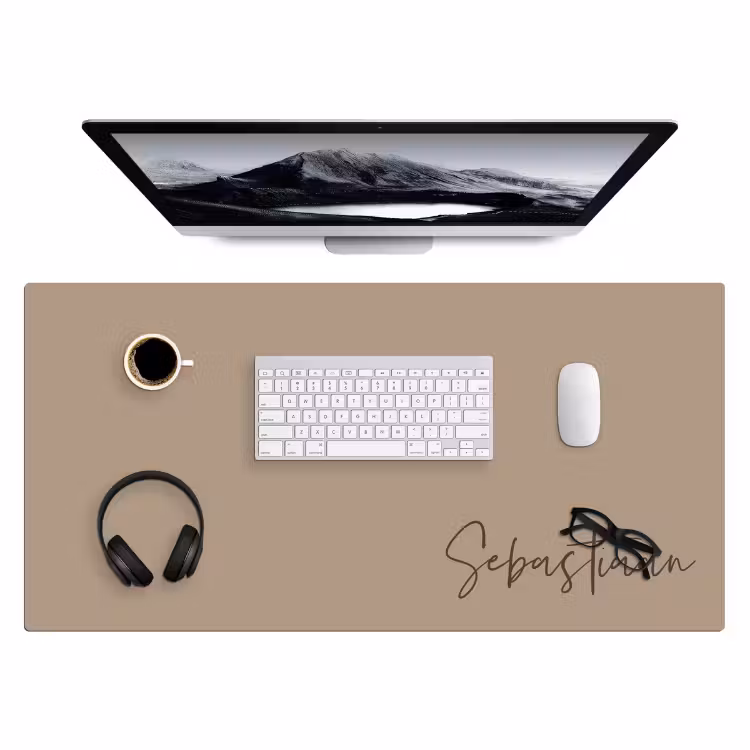 Bureau onderlegger - Naam met beige achtergrond — 2