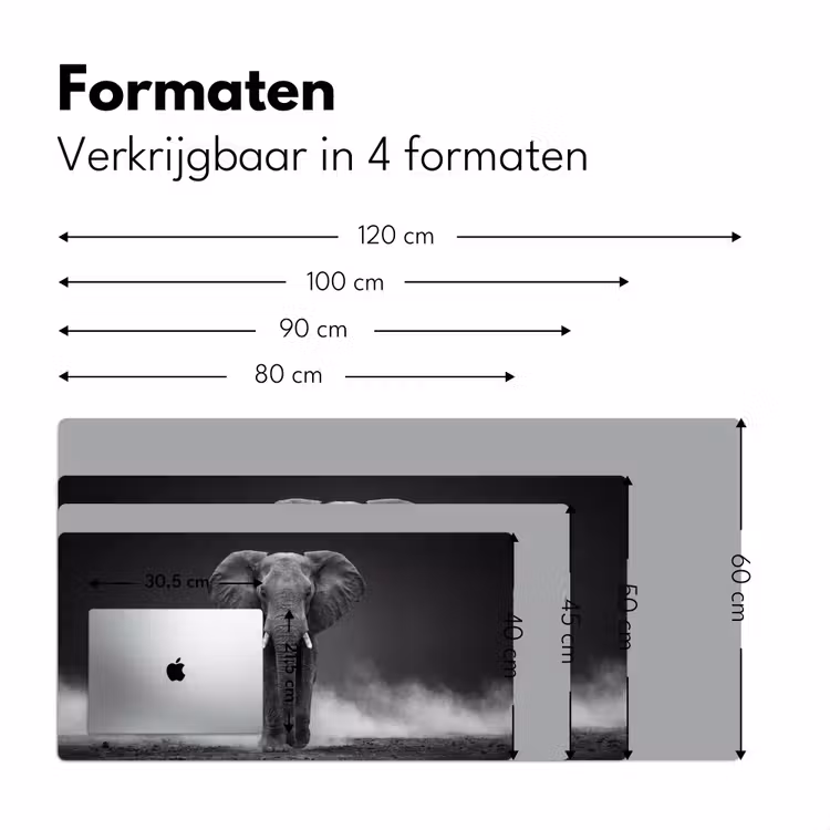Bureau onderlegger - Olifant - Zwart - Wit - Rook — 8