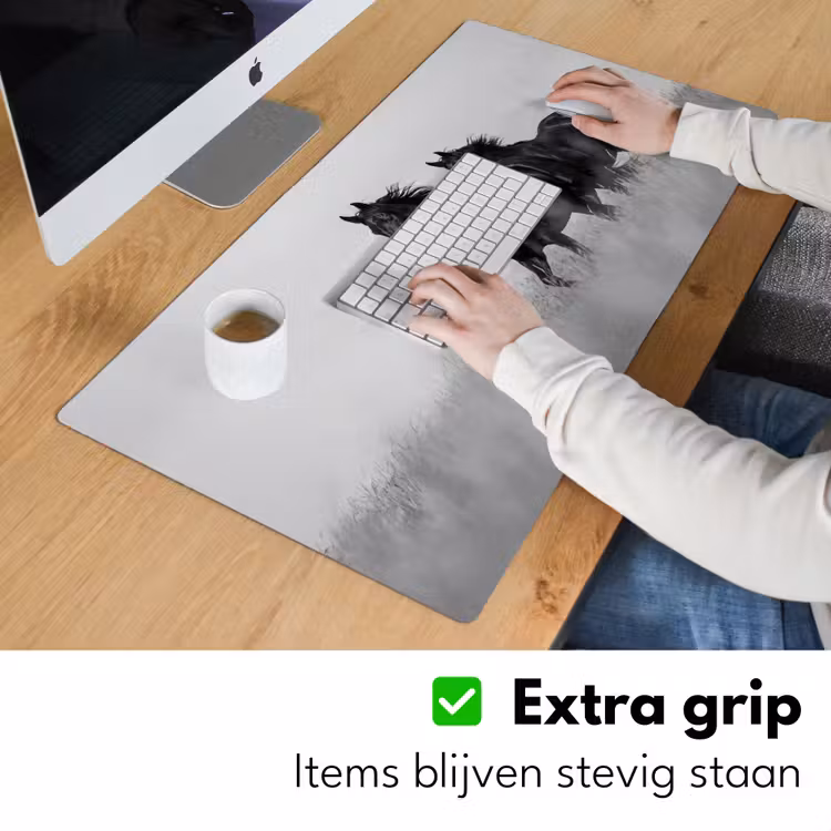 Bureau onderlegger - Paarden - Gras - Zwart - Wit — 6