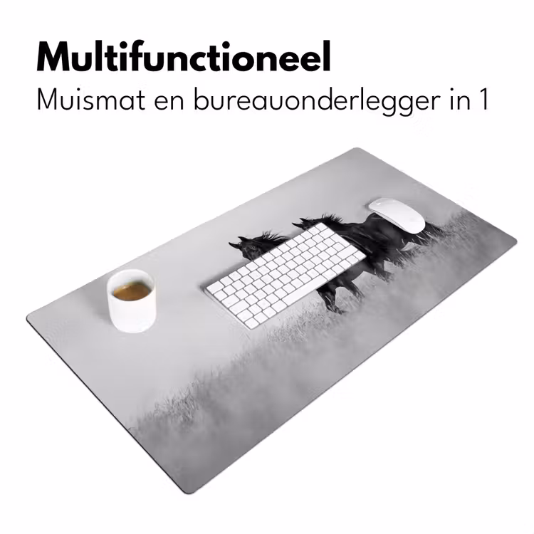 Bureau onderlegger - Paarden - Gras - Zwart - Wit — 7