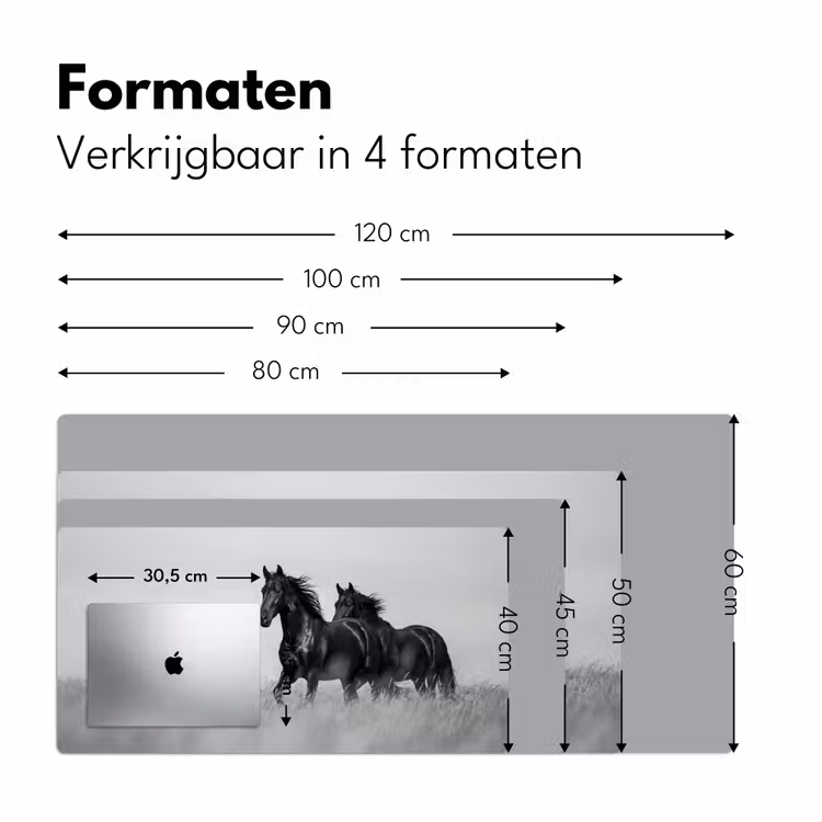 Bureau onderlegger - Paarden - Gras - Zwart - Wit — 8