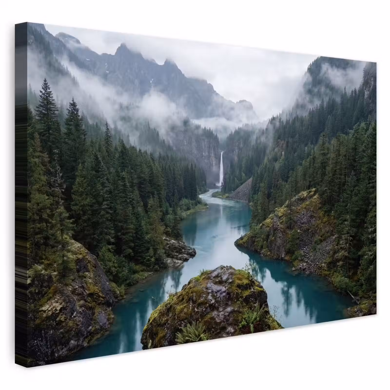 Buiten canvas - Waterval - Bomen - Bergen — 1