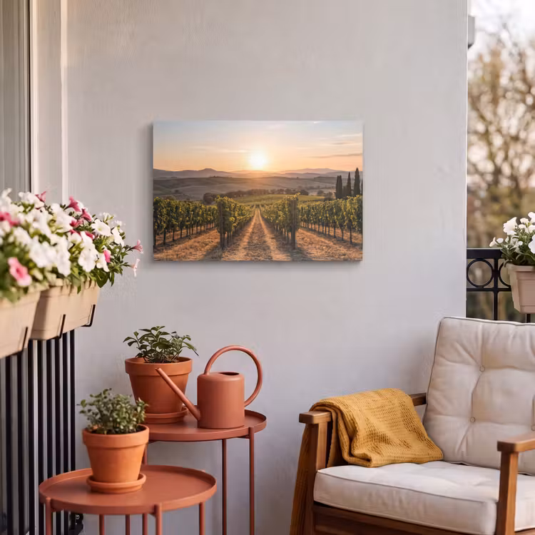 Buiten canvas - Wijngaard - Zonsondergang - Landschap — 4
