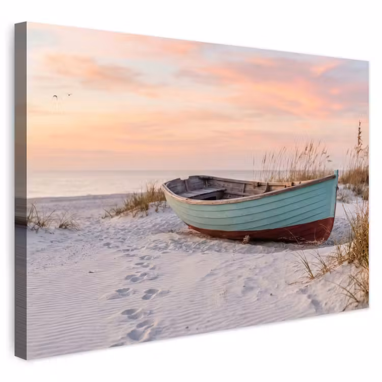 Buiten canvas - Rustiek - Roeiboot - Zandstrand — 1