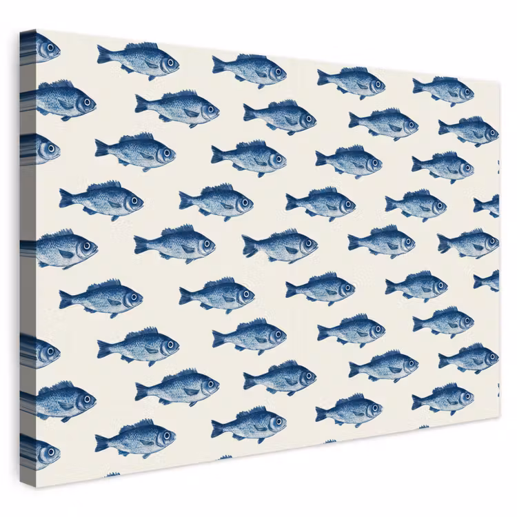 Buiten canvas - Vis - Patroon - Blauw — 1