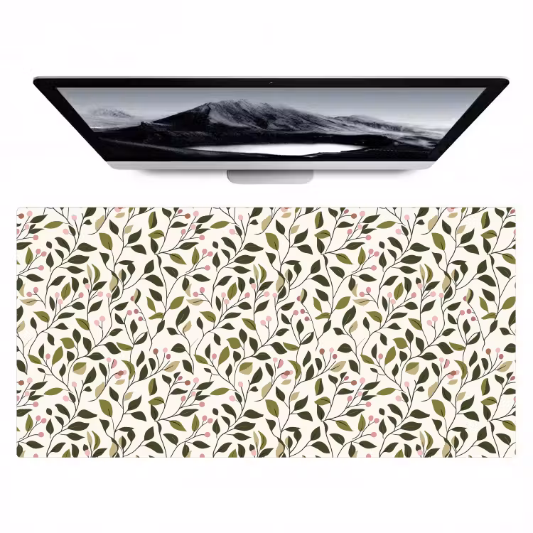 Bureau onderlegger - Bladeren - Bessen - Roze — 1