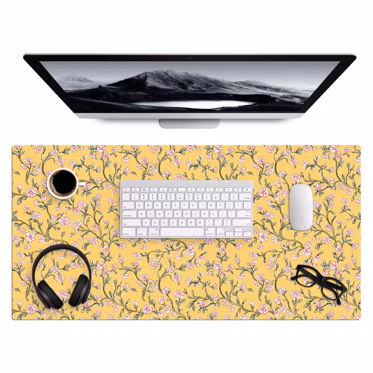 Bureau onderlegger - Bloemen - Motief - Geel — 4