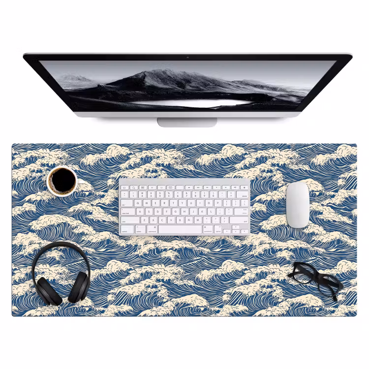 Bureau onderlegger - Golven - Klassiek - Blauw — 4