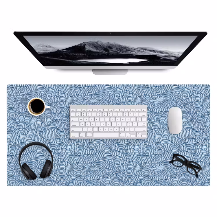 Bureau onderlegger - Golven - Ritmisch - Blauw — 4