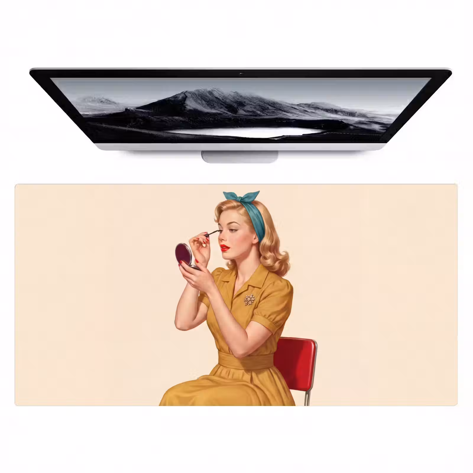 Bureau onderlegger - Illustratie - Mascara - Vrouw - Geel — 1