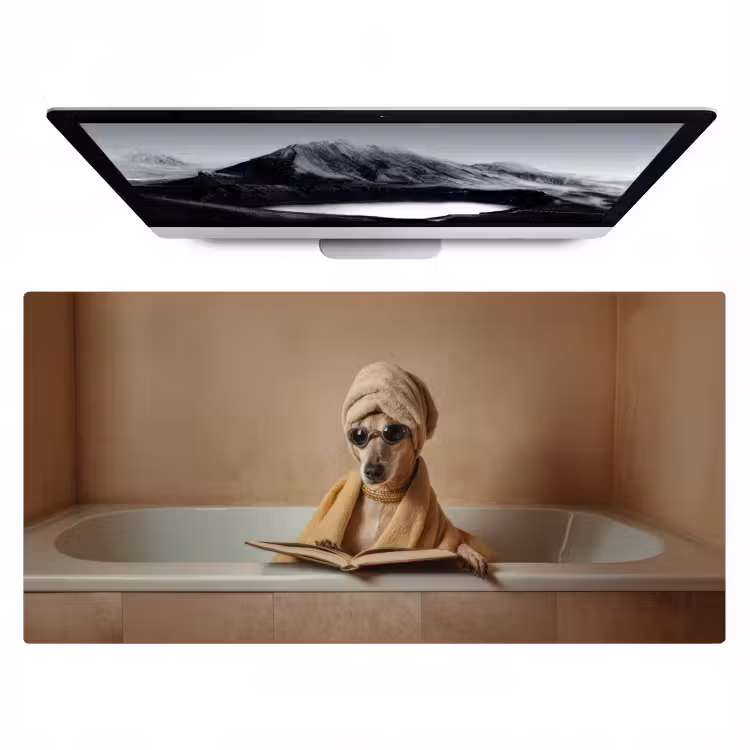 Bureau onderlegger - Bad - Hond - Boek - Zonnebril — 1