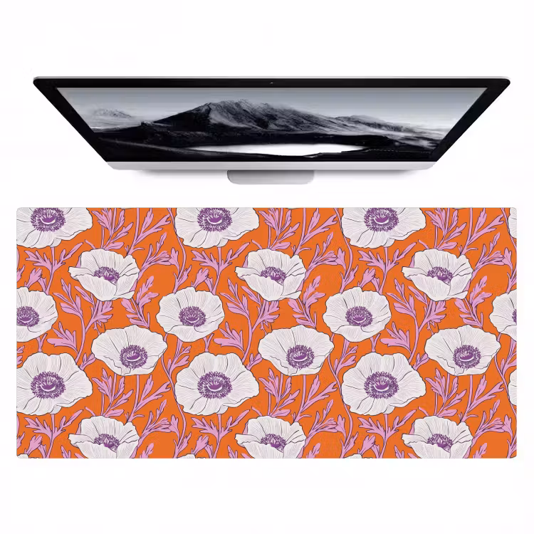 Bureau onderlegger - Bloemen - Grafisch - Oranje — 1