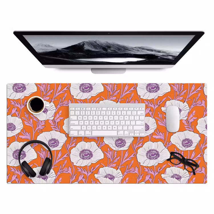 Bureau onderlegger - Bloemen - Grafisch - Oranje — 4