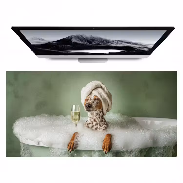 Bureau onderlegger - Hond - Bad - Champagne - Handdoek — 1