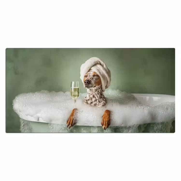 Bureau onderlegger - Hond - Bad - Champagne - Handdoek — 2