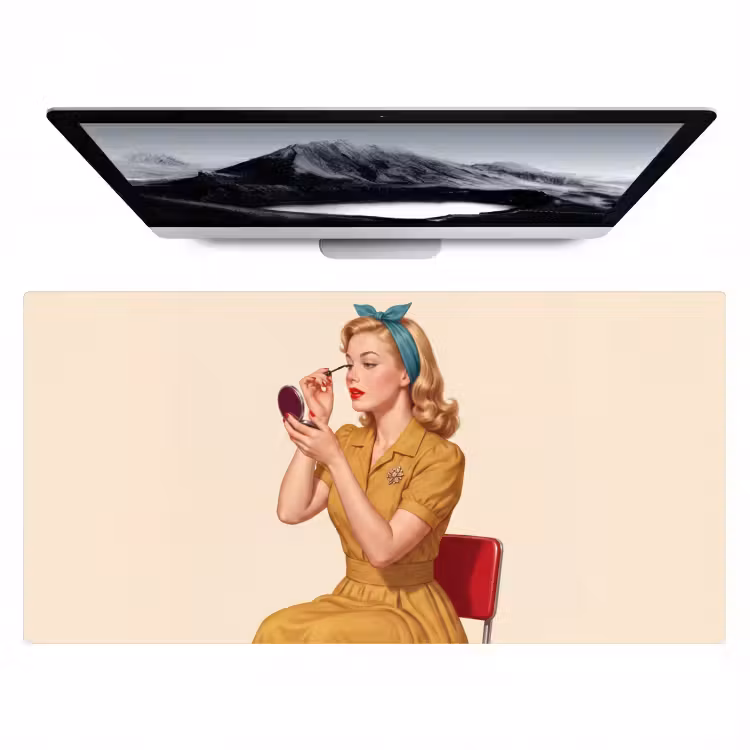 Bureau onderlegger - Illustratie - Mascara - Vrouw - Geel — 1