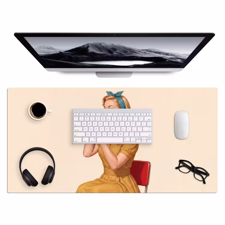 Bureau onderlegger - Illustratie - Mascara - Vrouw - Geel — 4