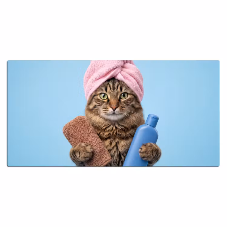 Bureau onderlegger - Kat - Handdoek - Washand - Zeep — 2