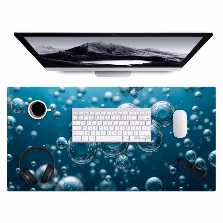 Bureau onderlegger - Luchtbellen - Dynamisch - Blauw — 4