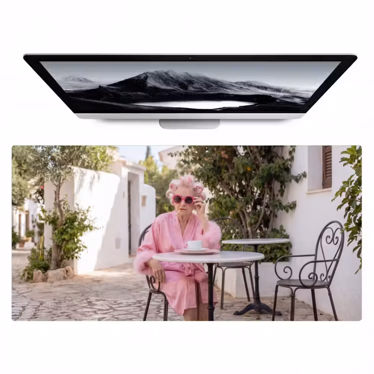 Bureau onderlegger - Ochtendjas - Krulspelden - Roze — 1
