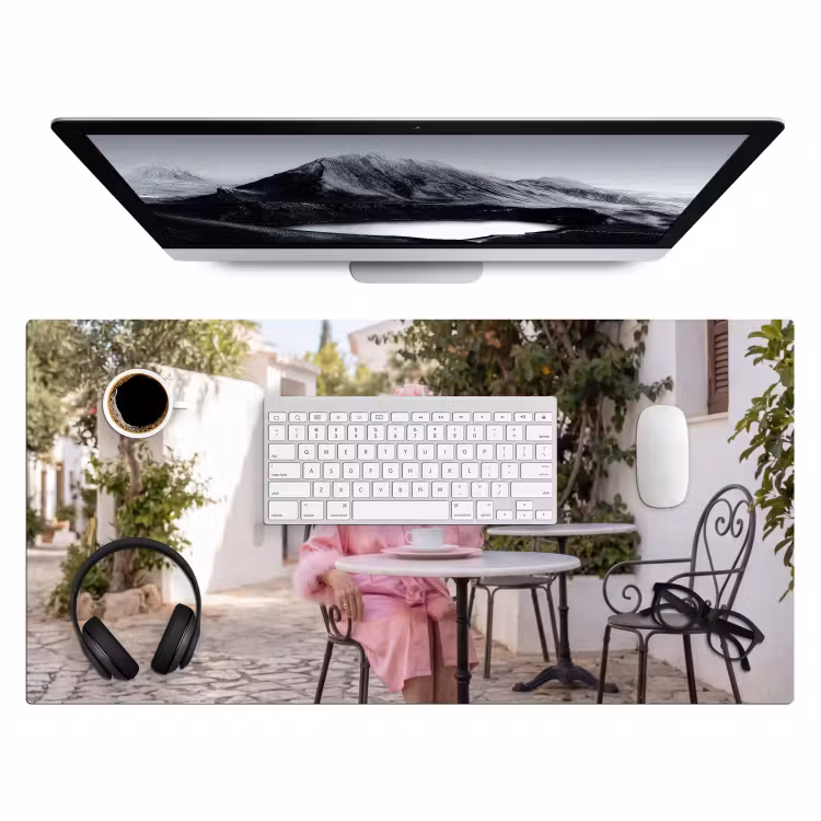 Bureau onderlegger - Ochtendjas - Krulspelden - Roze — 4