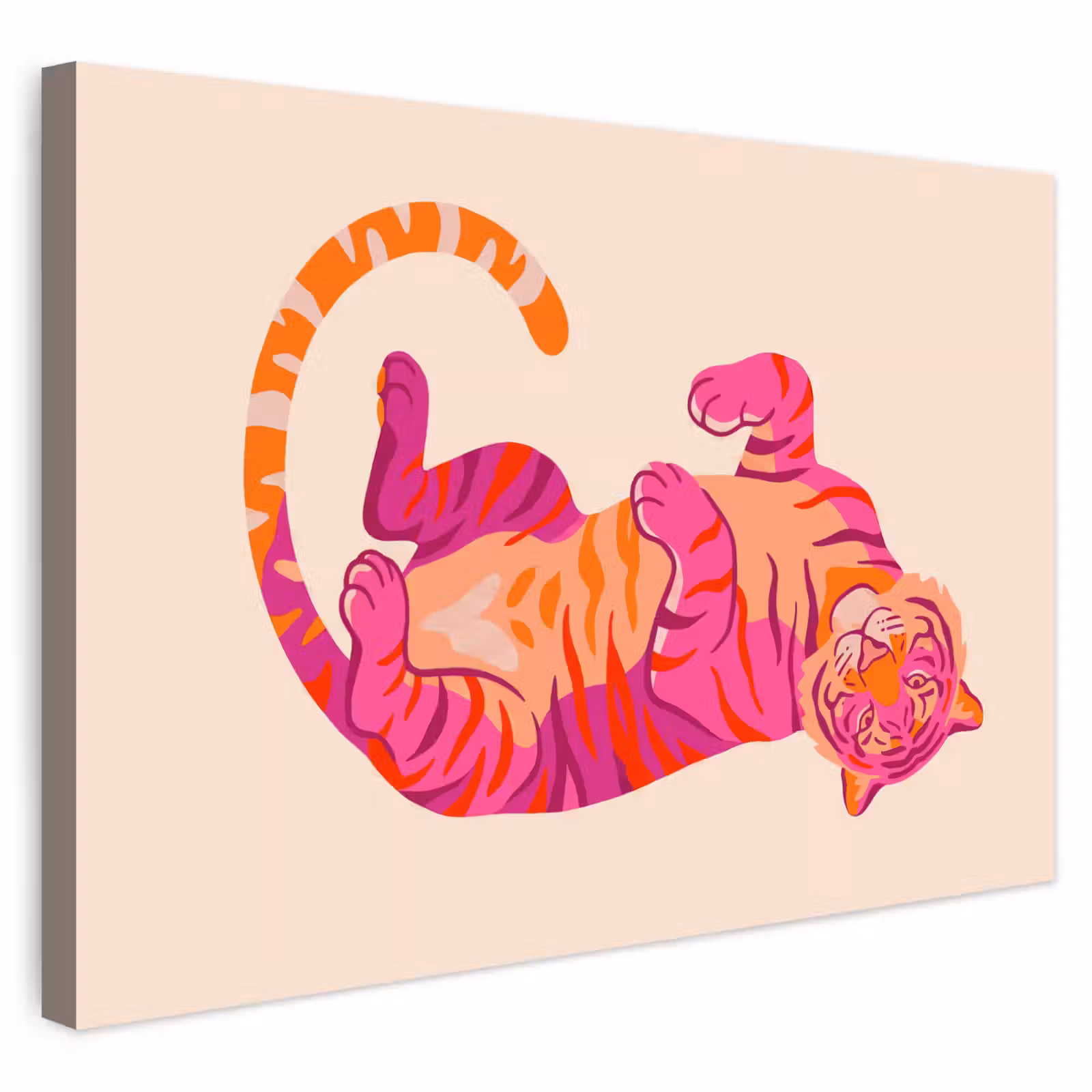 Buiten canvas - Tijger - Roze - Oranje — 1