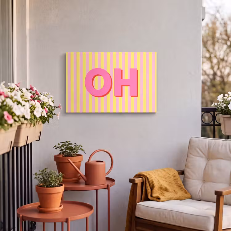 Buiten canvas - Tekst - Strepen - Roze — 4