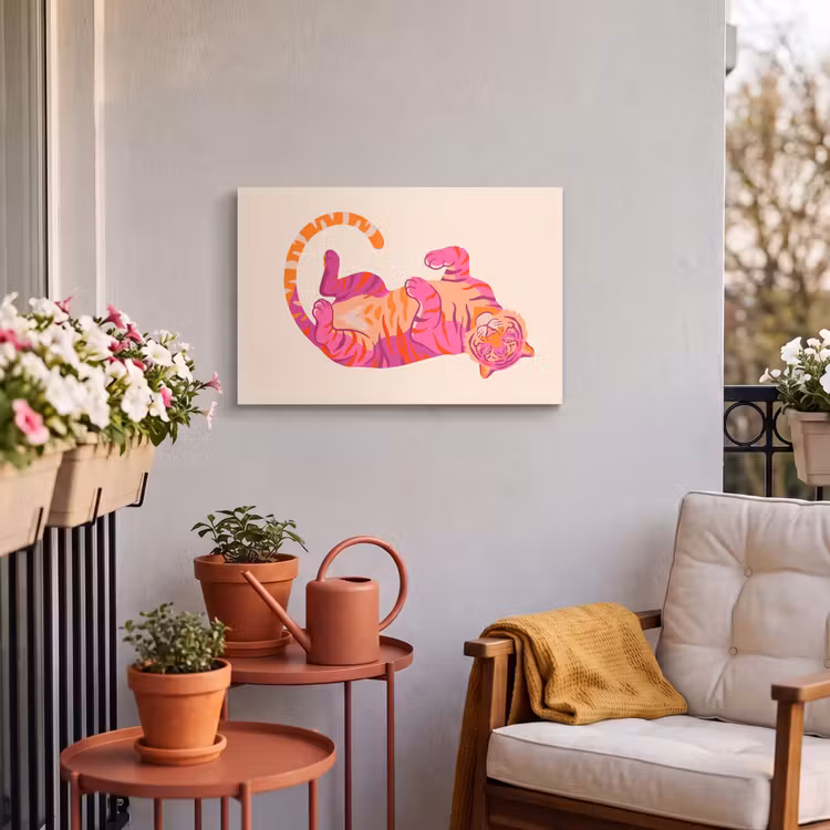 Buiten canvas - Tijger - Roze - Oranje — 4