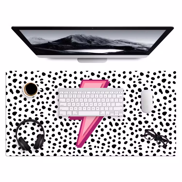 Bureau onderlegger - Bliksem - Roze - Stippen — 4