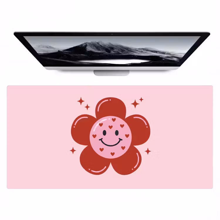 Bureau onderlegger - Bloem - Roze - Hartjes — 1