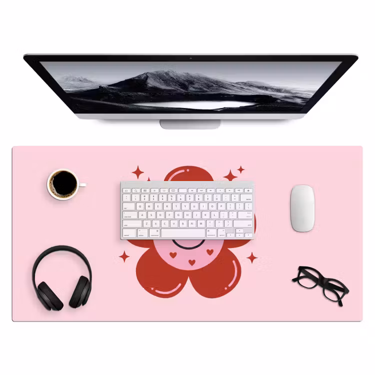 Bureau onderlegger - Bloem - Roze - Hartjes — 4