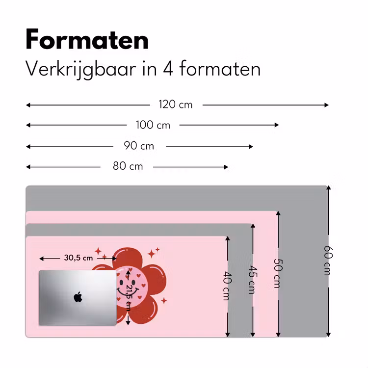 Bureau onderlegger - Bloem - Roze - Hartjes — 8