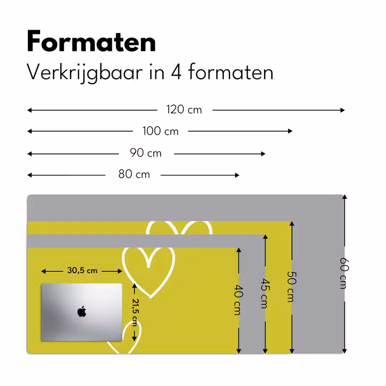 Bureau onderlegger - Groen - Hartjes - Wit — 8