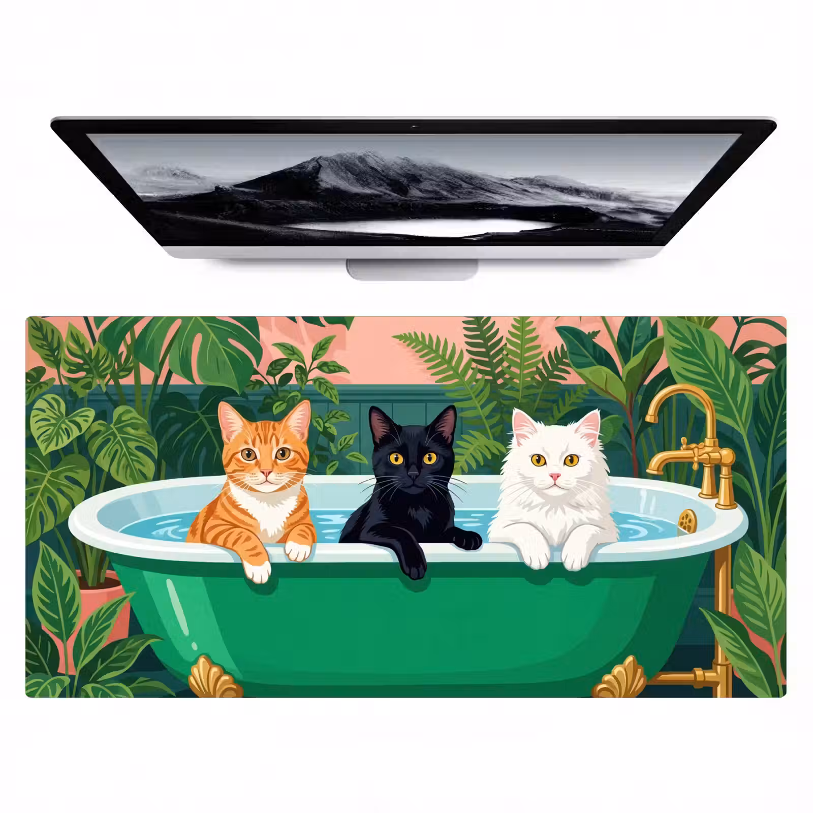 Bureau onderlegger - Badkamer - Kattenparade - Kleurrijk — 1
