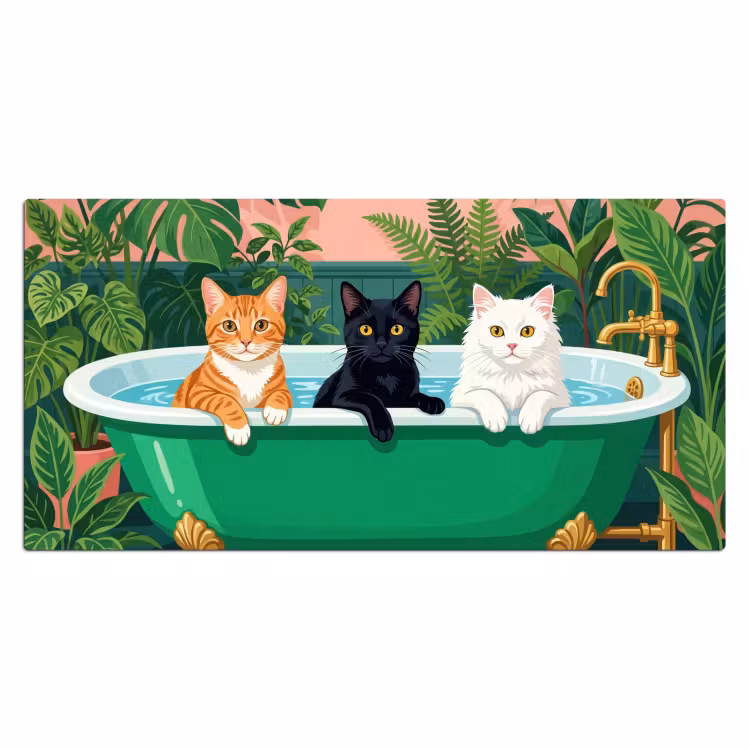 Bureau onderlegger - Badkamer - Kattenparade - Kleurrijk — 2