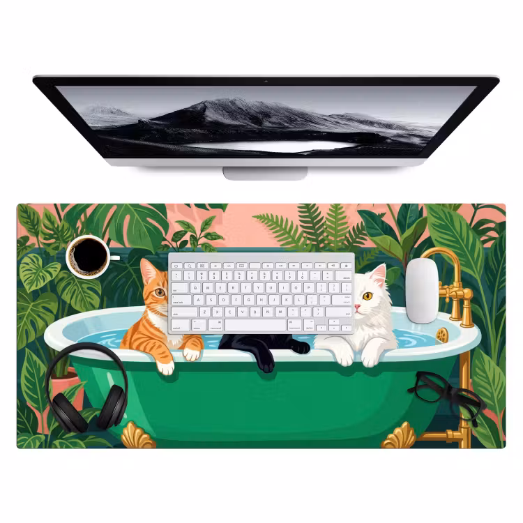 Bureau onderlegger - Badkamer - Kattenparade - Kleurrijk — 4