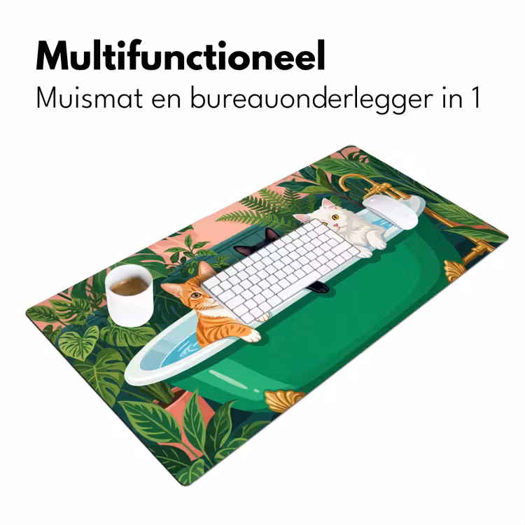 Bureau onderlegger - Badkamer - Kattenparade - Kleurrijk — 7