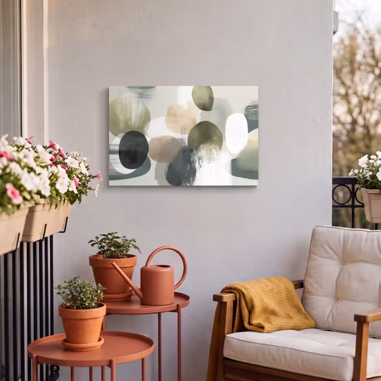 Buiten canvas - Minimalistisch - Cirkels - Penseelstreken - Beige — 4