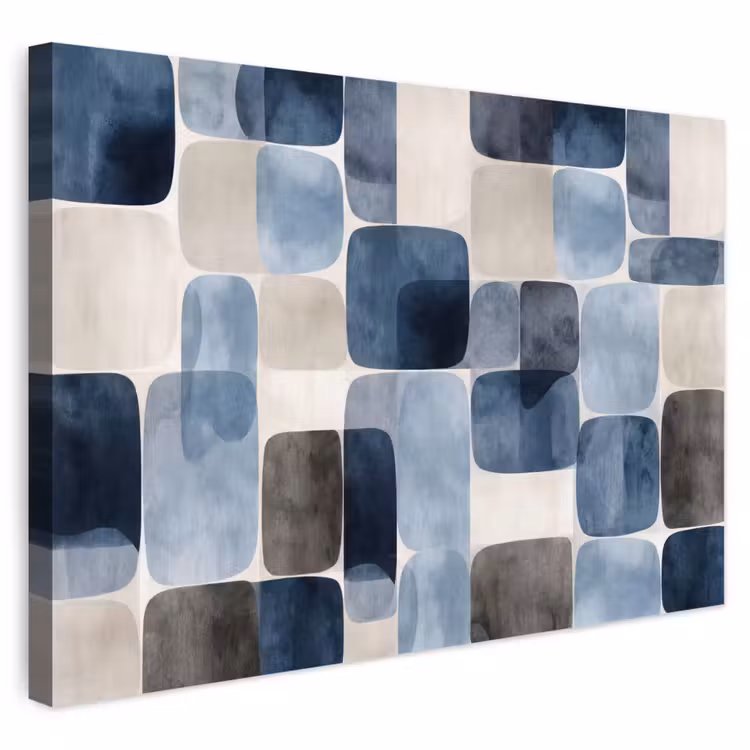 Buiten canvas - Patroon - Blauw - Vierkanten — 1