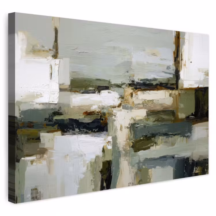 Buiten canvas - Penseelstreken - Groen - Abstract - Japandi — 1