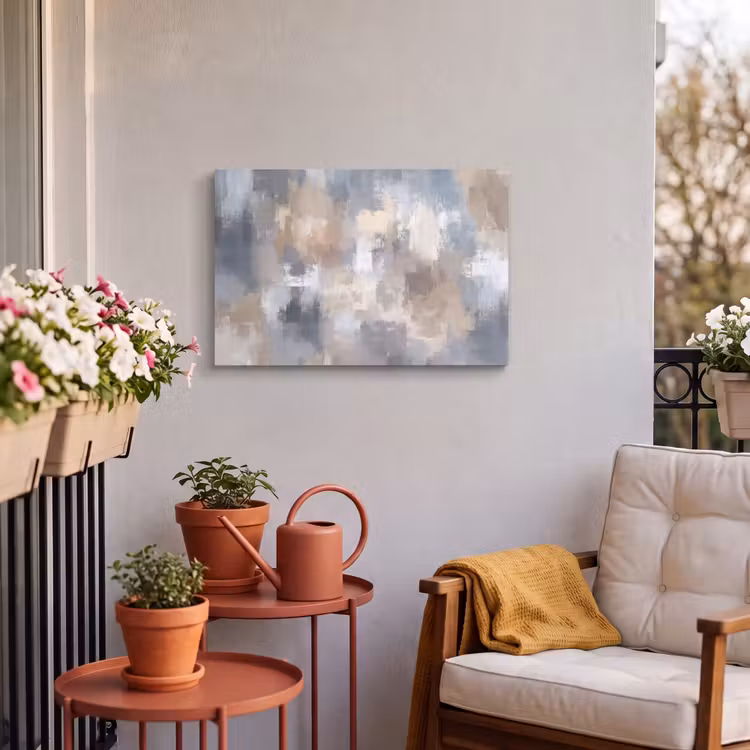 Buiten canvas - Penseelstreken - Schilderij - Beige — 4