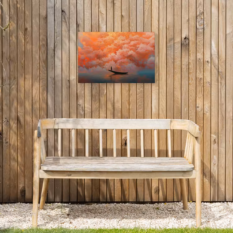 Buiten canvas - Zee - Boot - Wolken - Oranje — 3